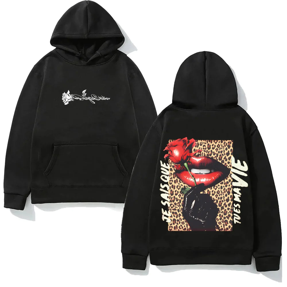 Leopard Graphic Streetwear Hoodie with Oversized Fit and Statement Back Artwork