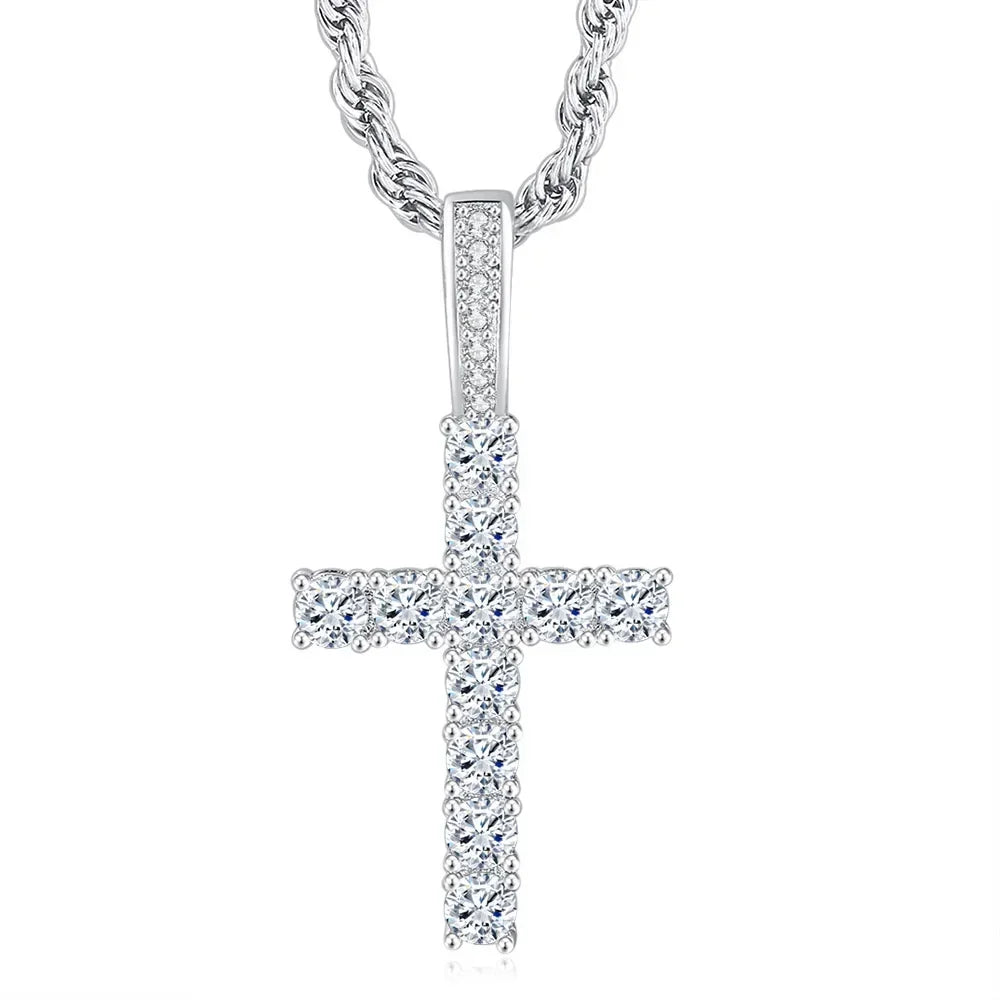 Crystal Cross Pendant Necklace Gothic Glam Alternative Statement Jewelry