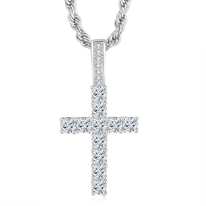 Crystal Cross Pendant Necklace Gothic Glam Alternative Statement Jewelry