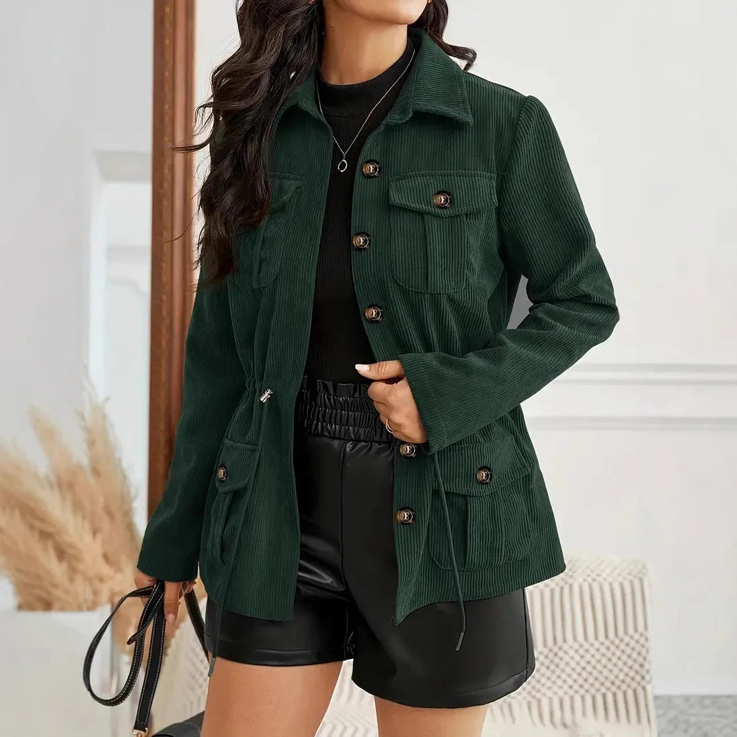 Relaxed Utility Style Button Front Jacket with Oversized Casual Silhouette