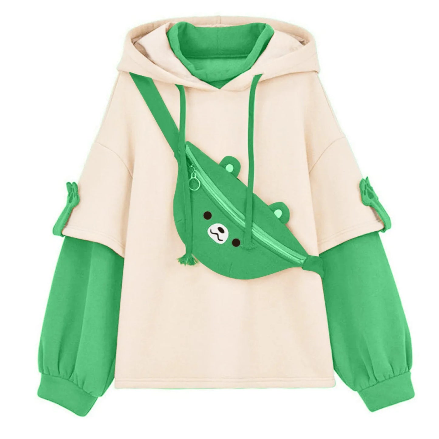 Women's Oversized Color Block Hooded Sweatshirt Relaxed Casual Streetwear Pullover Hoodie