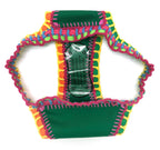 Deep Emerald Green Crochet Bikini Set with Multi-Color Woven Edging