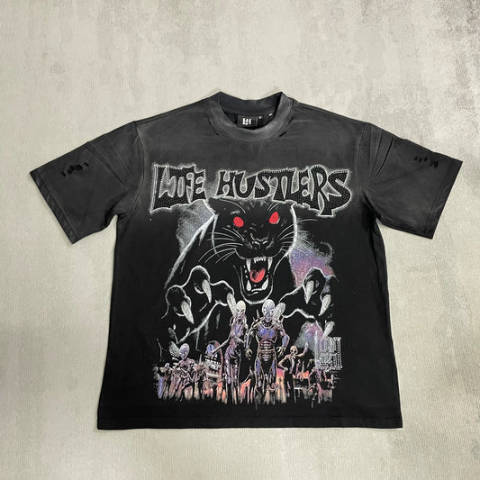 Distressed Graphic Oversized Cotton Streetwear T-Shirt with Vintage-Inspired Artwork