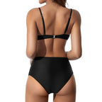Hot Pink High-Waisted Two-Piece Bikini Set with Underwire Top, Ruched Details and Long-Line Bottom for Women