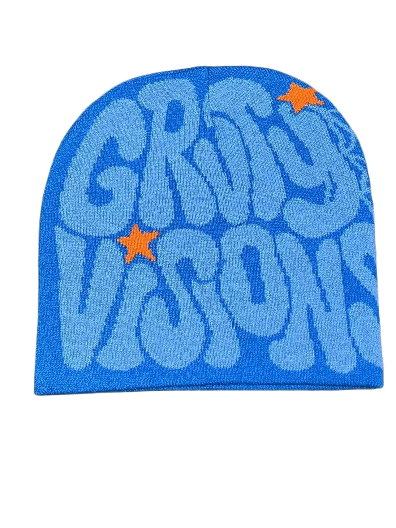 Bold Typography Cotton Blend Knit Beanie for Contemporary Streetwear Winter Everyday Fashion Style