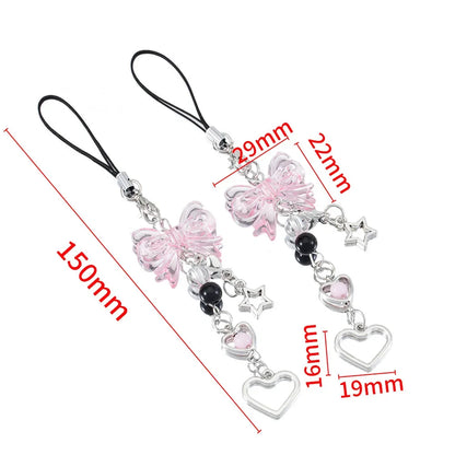 Y2K Charm Keychain with Bow Heart and Star Alternative Accessories