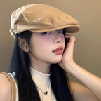 Retro Inspired Adjustable Newsboy Cap with Embroidered Detail for Casual Streetwear Fashion