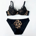 Bold Leopard Print and Black Lace Underwire Lingerie Set