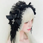 Dark Angel Wing Headdress Gothic Fantasy Statement Hair Accessory