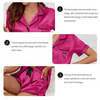 Button Front Shirt and Shorts Lounge Sleepwear Co-Ord Set for Women