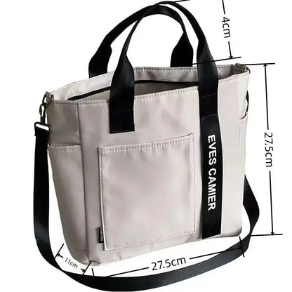 Large Capacity Nylon Tote Bag with Utility Pockets Casual Everyday Design