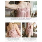 Relaxed Sage Green Chiffon Sleep Dress with Delicate Lace Trim Hem