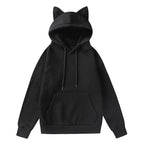 Minimalist Anime Cat Ear Hoodie with Kawaii Streetwear Aesthetic Design