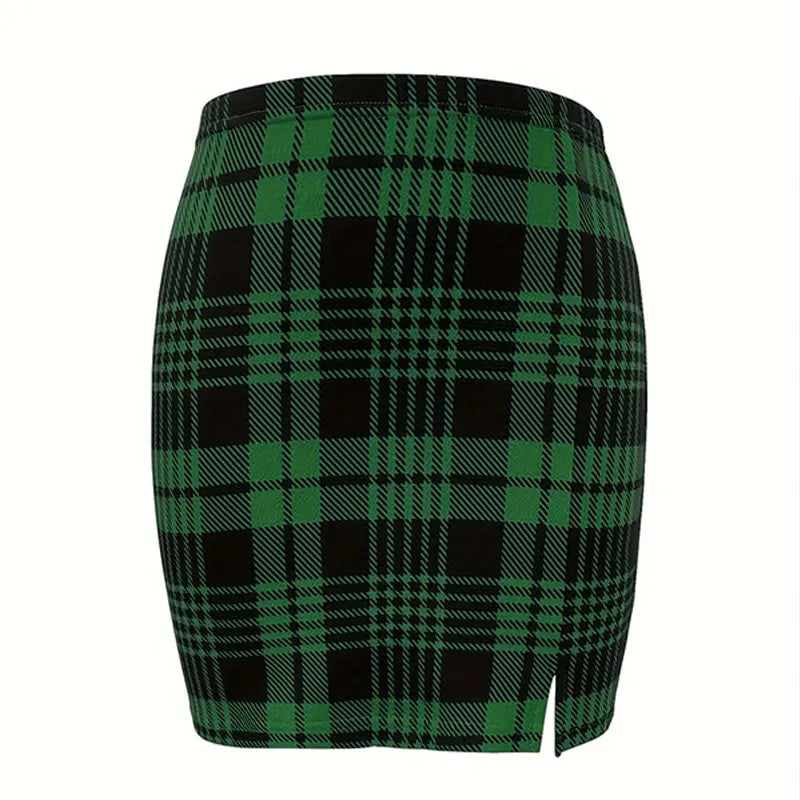 Plaid Pencil Mini Skirt with Tailored High Rise Contemporary Fit