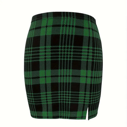 Plaid Pencil Mini Skirt with Tailored High Rise Contemporary Fit