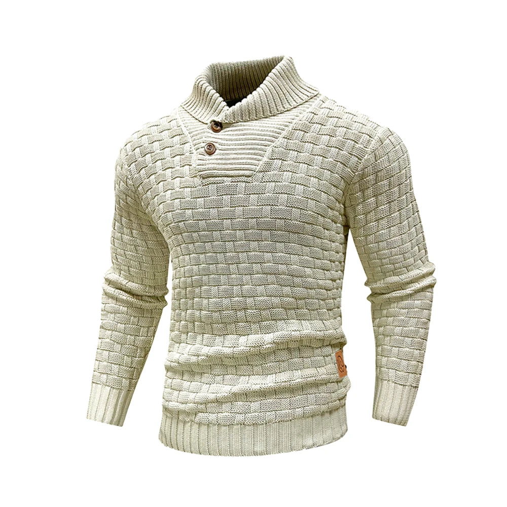 Men's Textured Mock Neck Relaxed Fit Contemporary Knit Sweater Pullover