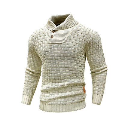Men's Textured Mock Neck Relaxed Fit Contemporary Knit Sweater Pullover
