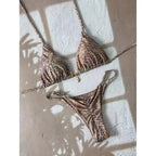 Vibrant Tropical Floral Print String Bikini Set with Sliding Triangle Top