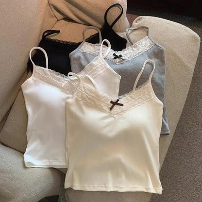 Minimalist Spaghetti Strap Knit Tank Top with Low Back Slim Everyday Fit