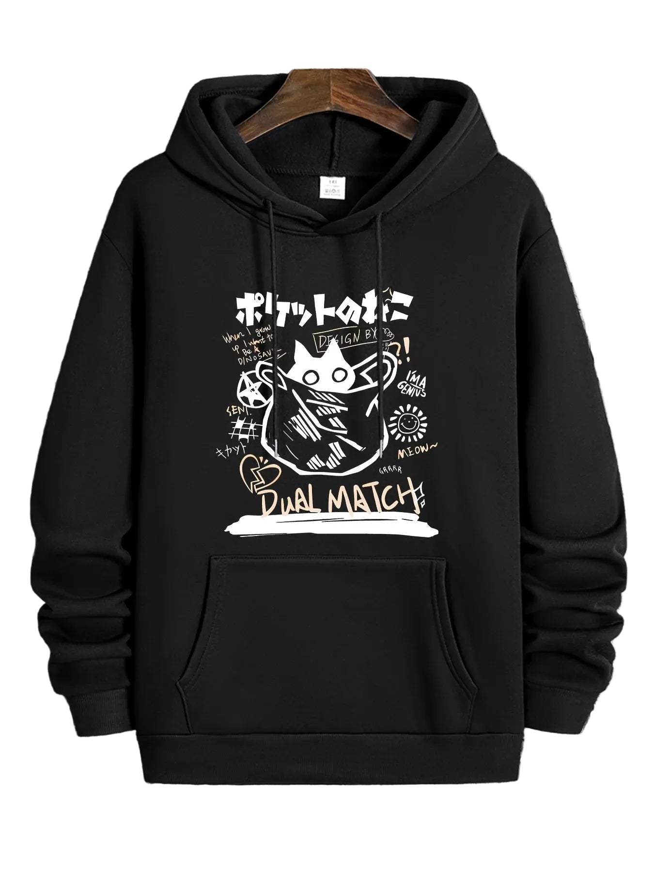 Kawaii Anime Graphic Hoodie with Manga Streetwear Oversized Casual Pullover Style