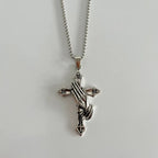 Praying Hands Cross Pendant Necklace With Vintage Gothic Statement Aesthetic