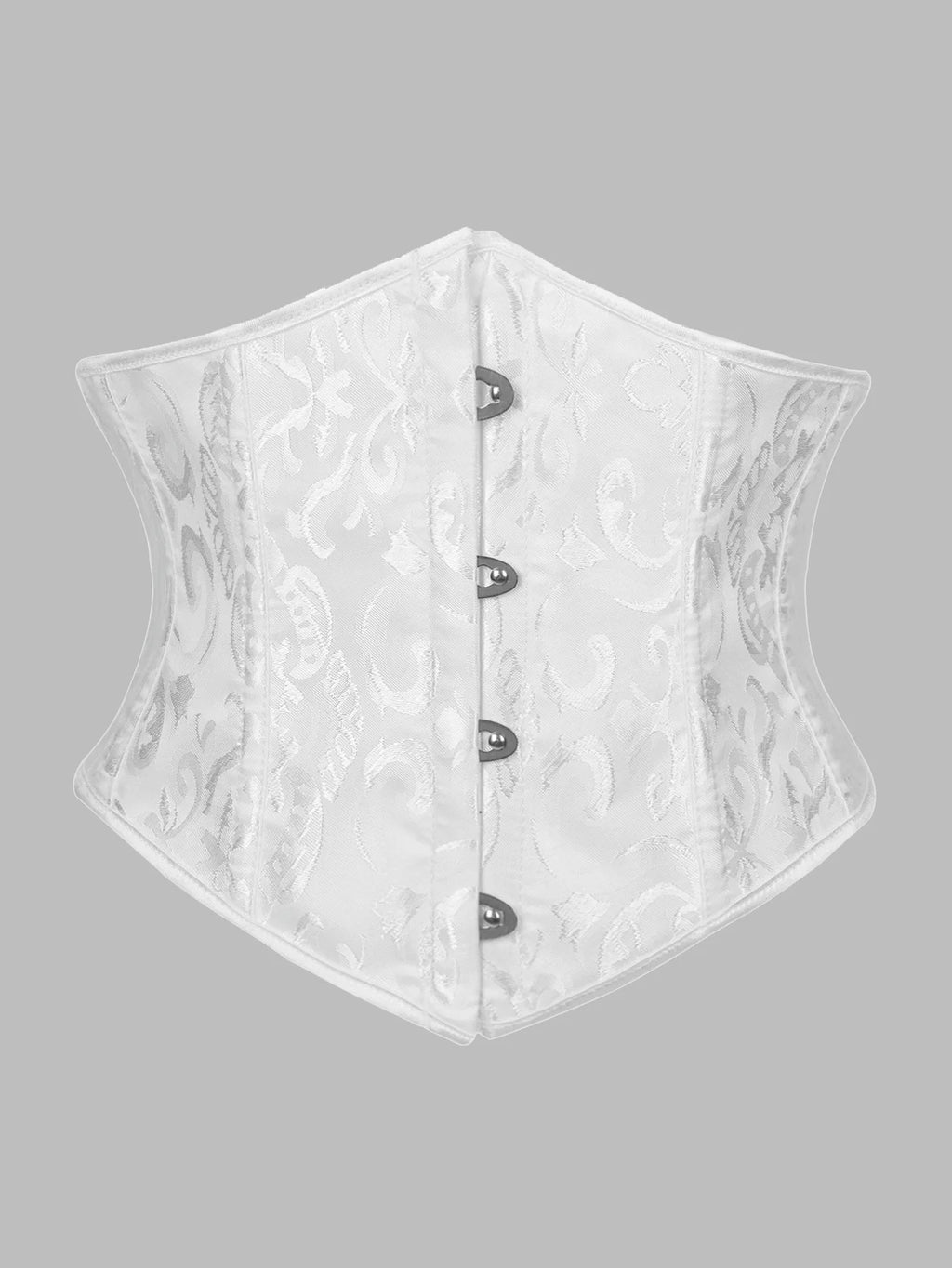 Elegant White Floral Jacquard Underbust Corset Waist Cincher