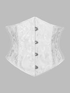 Elegant White Floral Jacquard Underbust Corset Waist Cincher