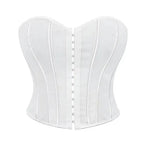 Bold Two-Tone Strapless Corset Top with Front Hook Closure and Defined Boning
