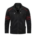 Men's Stand Collar Faux Leather Moto Jacket with Modern Streetwear Biker Styling