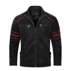 Men's Stand Collar Faux Leather Moto Jacket with Modern Streetwear Biker Styling