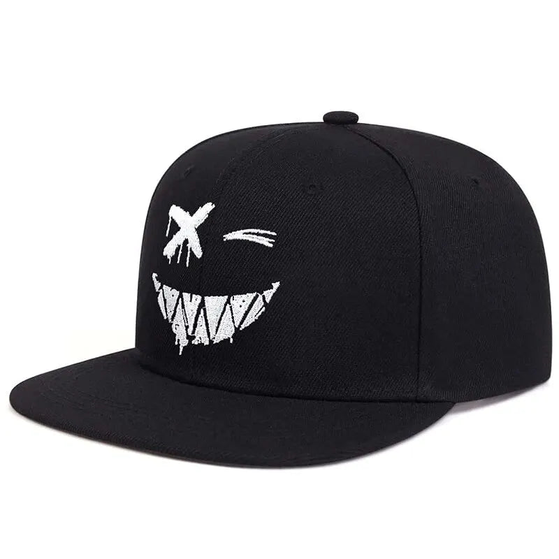 Graphic Embroidered Flat Brim Snapback Cap Adjustable Hip Hop Streetwear Fashion Hat