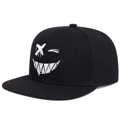 Graphic Embroidered Flat Brim Snapback Cap Adjustable Hip Hop Streetwear Fashion Hat