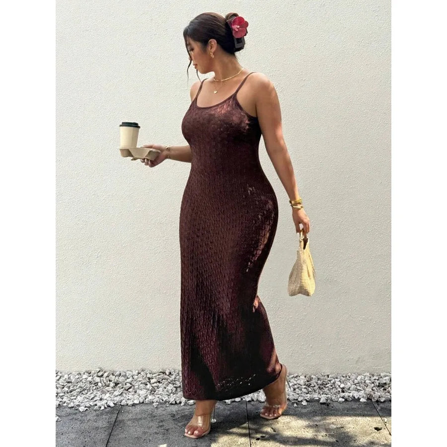 Minimalist Knit Camisole Maxi Dress with Fitted Silhouette and Clean Lines