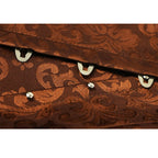 Steampunk Brown Jacquard Overbust Corset with Faux Leather Belt Detailing