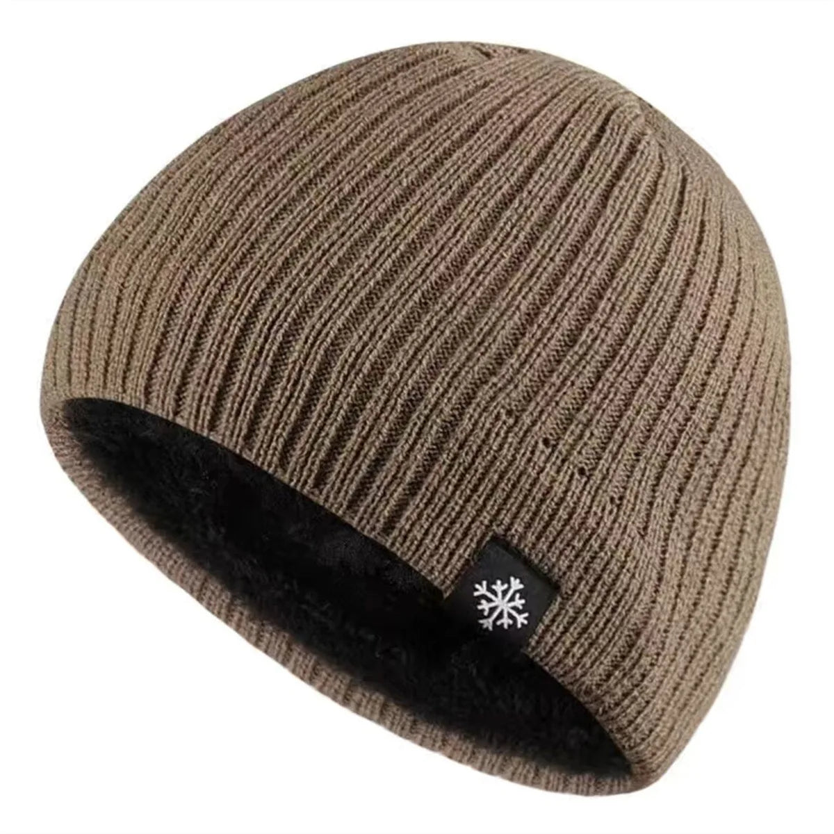 Thick Fleece Lined Cotton Knit Beanie with Ear Coverage for Outdoor Winter Streetwear Style