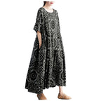 Boho Pleated Maxi Dress with Relaxed Silhouette for Everyday Styling