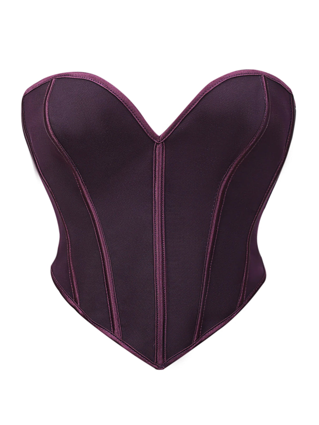 Minimalist Black Strapless Sweetheart Corset with Plunging Neckline