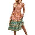 Floral Print Maxi Dress with Flutter Sleeves and Relaxed Silhouette