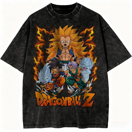 Vintage Washed Oversized Graphic Tee with Retro Cultural Art Illustration