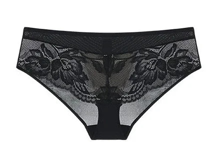 French Eyelash Lace Longline Triangle Bralette and Scalloped Low-Rise Hipster Panty Set