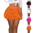 Layered Ruffle Mini Skirt with Elastic Waist Statement Party Design