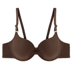 Cotton Deep-V Push-Up Bra with Gathered Cup Detail, Adjustable Straps and Classic Everyday Silhouette