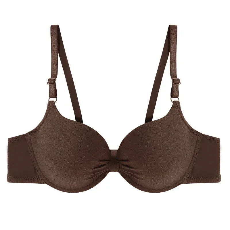 Cotton Deep-V Push-Up Bra with Gathered Cup Detail, Adjustable Straps and Classic Everyday Silhouette