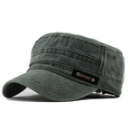 Classic Cotton Military Style Flat Top Cap for Casual Travel and Everyday Outdoor Wear