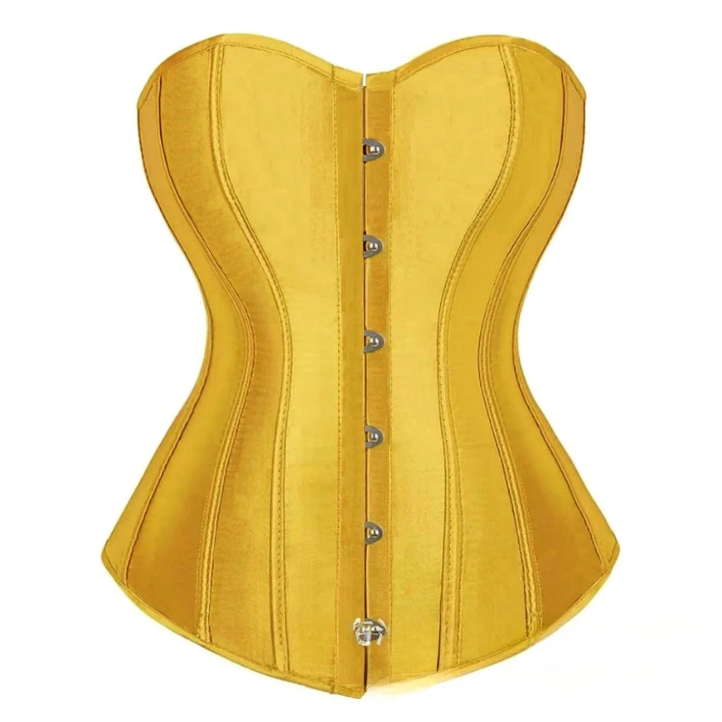Vibrant Pink Satin-Finish Overbust Corset with Structural Seaming