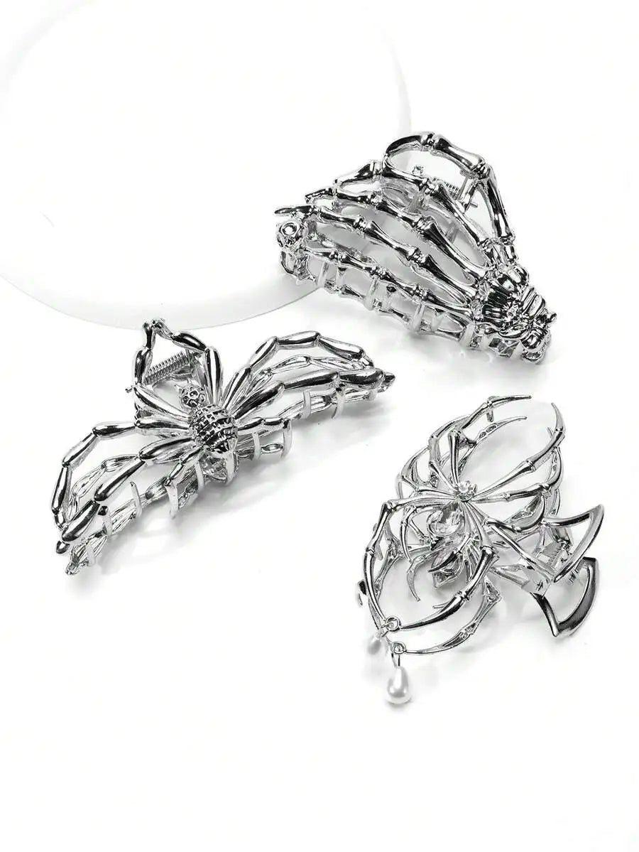 Gothic Spider Hair Claw Clip Y2K Statement Alternative Hairstyle Accessory