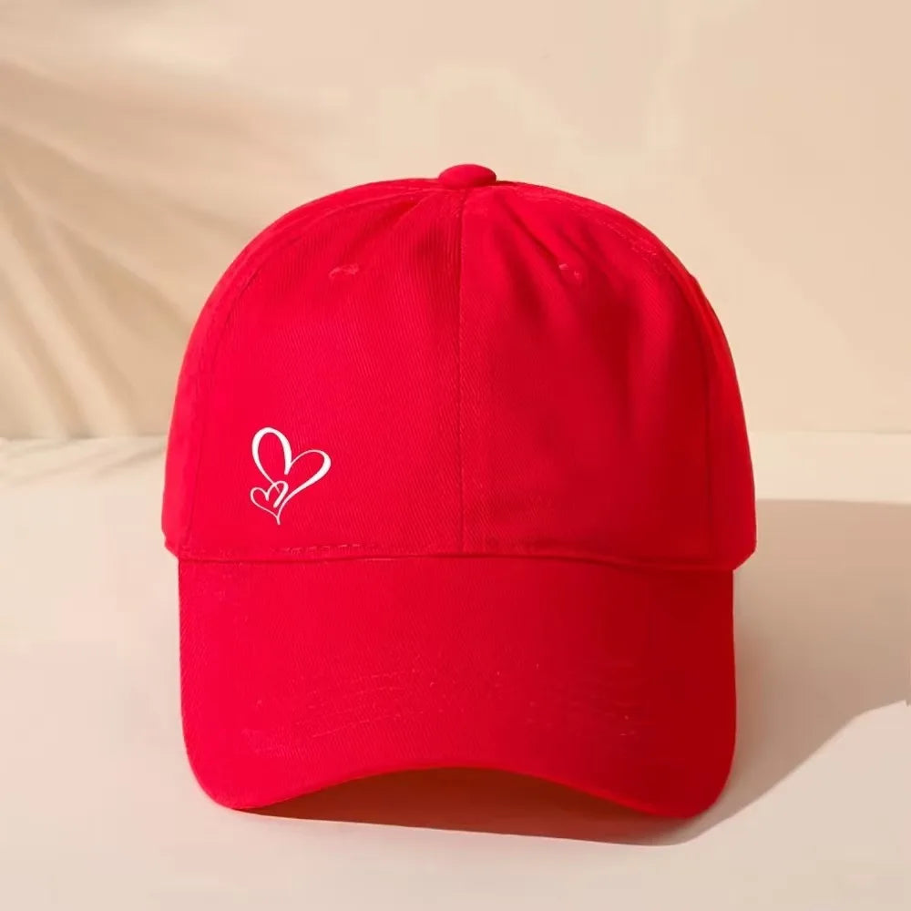 Minimalist Heart Embroidered Baseball Cap Adjustable Curved Brim Casual Streetwear Hat