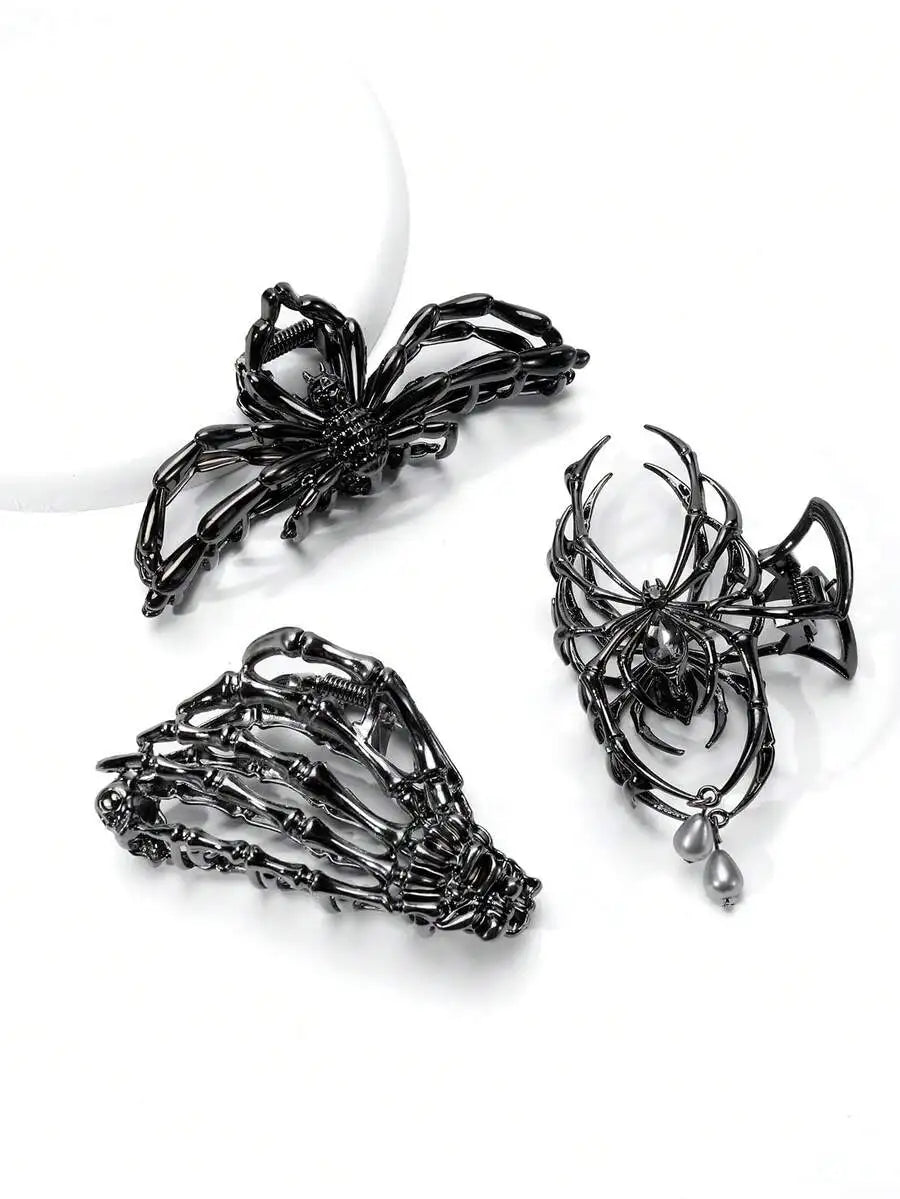 Gothic Spider Hair Claw Clip Y2K Statement Alternative Hairstyle Accessory