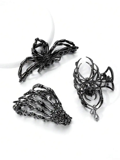 Gothic Spider Hair Claw Clip Y2K Statement Alternative Hairstyle Accessory