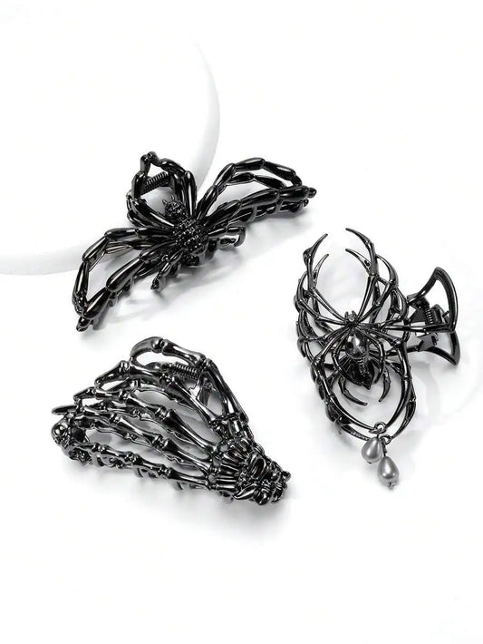 Gothic Spider Hair Claw Clip Y2K Statement Alternative Hairstyle Accessory